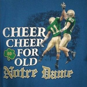 Vintage Notre Dame Football T-shirt, Large, Blue, Adidas